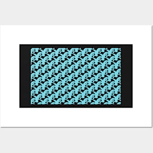 Weird bunny like abstract pattern blue Posters and Art